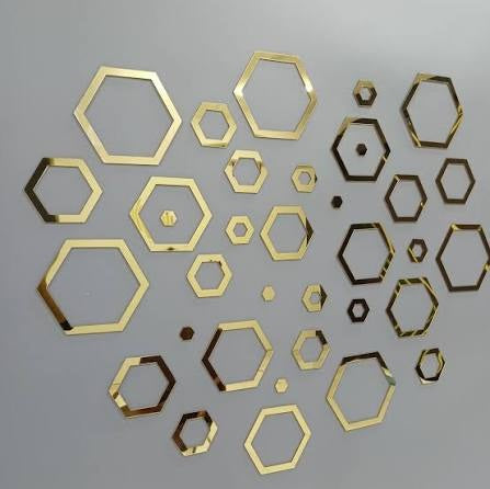 Acrylic Wall Decor Mirrors Hexa Rings