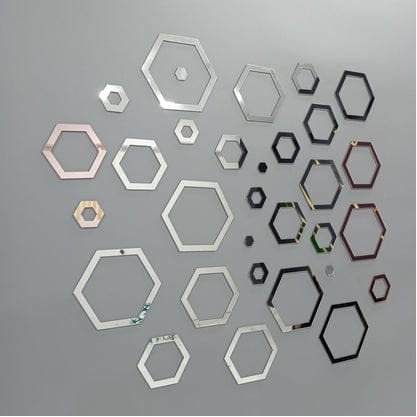Acrylic Wall Decor Mirrors Hexa Rings
