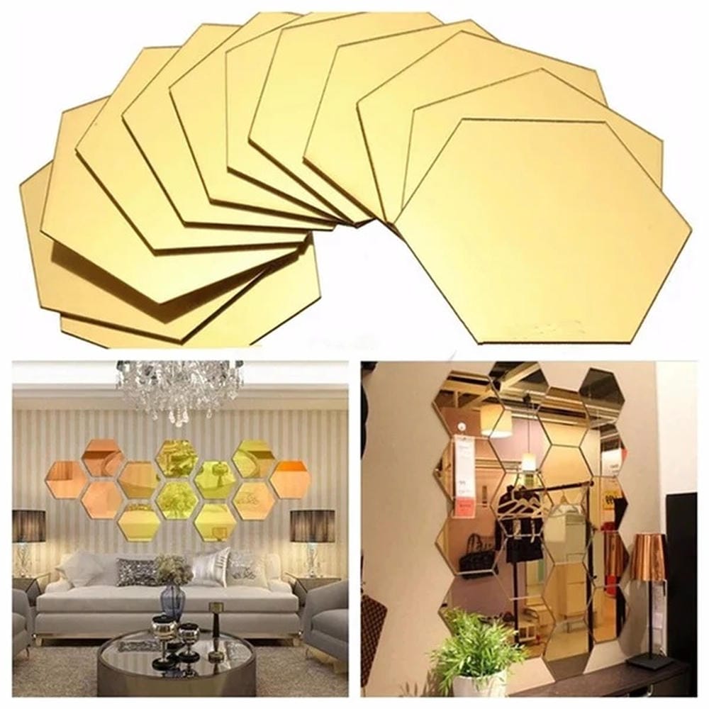 Acrylic Hexagon wall decor Mirror - Wall Decorations