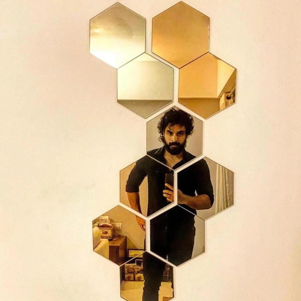 Acrylic Hexagon wall decor Mirror - Wall Decorations
